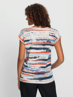T-shirt imprimé en coton avec encolure ronde et finitions soignées