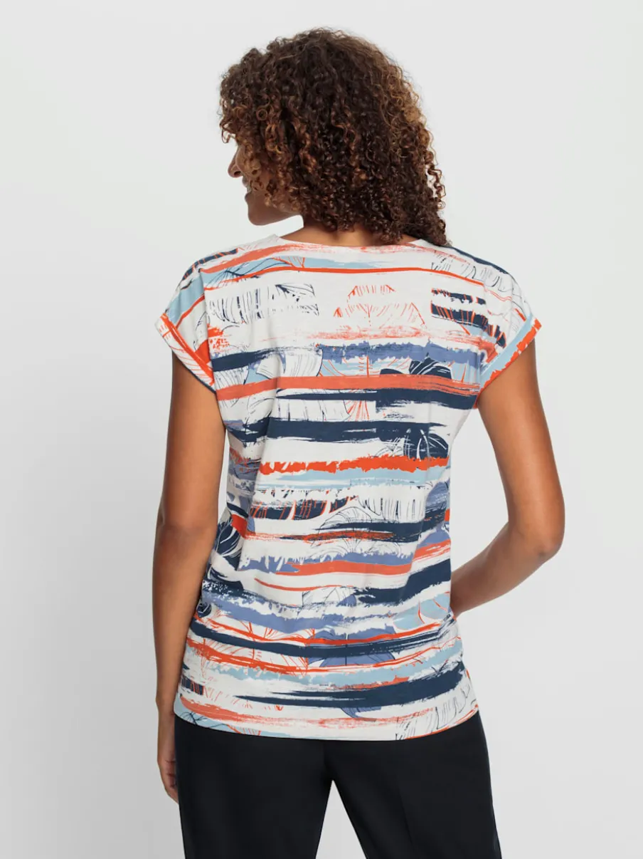 T-shirt imprimé en coton avec encolure ronde et finitions soignées
