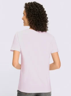 T-shirt à imprimé feuille avec encolure ronde et manches courtes