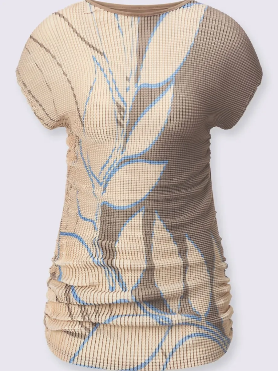 T-shirt imprimé floral encolure ronde mancherons modernes