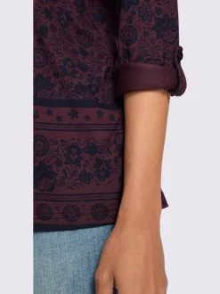 T-shirt imprimé floral à manches longues en jersey doux
