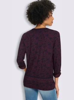 T-shirt imprimé floral à manches longues en jersey doux