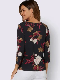T-shirt imprimé floral manches 3/4 en viscose douce