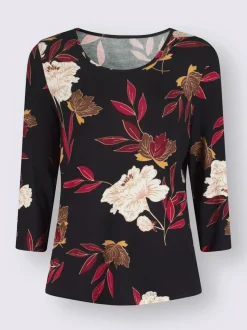 T-shirt imprimé floral manches 3/4 en viscose douce