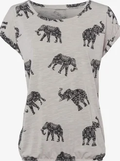 T-shirt imprimé éléphants avec ourlet à revers doux