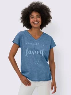 T-shirt à inscription col rond manches courtes délavées