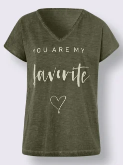 T-shirt à inscription col rond manches courtes délavées