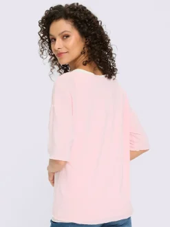 T-shirt léger à col U avec manches 3/4 et débardeur intégré