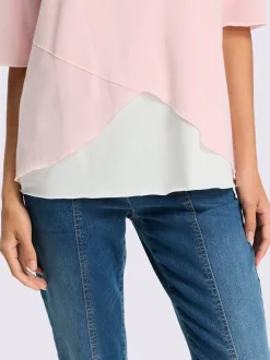 T-shirt léger à col U avec manches 3/4 et débardeur intégré