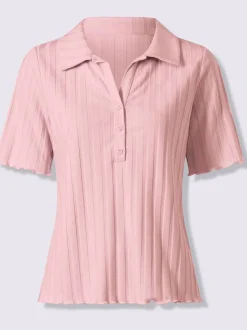 T-shirt léger à col V avec rayures et manches courtes