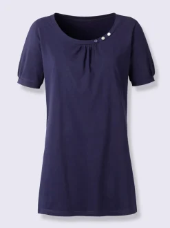 T-shirt long avec encolure ronde et manches courtes