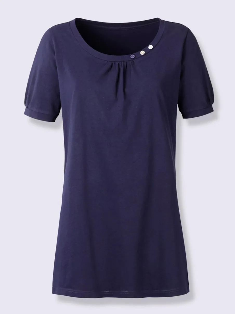 T-shirt long avec encolure ronde et manches courtes