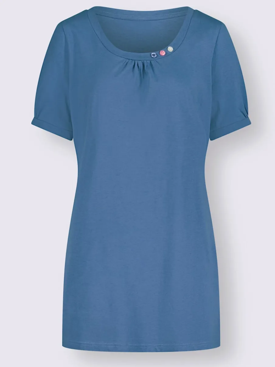 T-shirt long avec encolure ronde et manches courtes