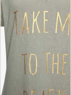 T-shirt long encolure avec bords-côtes légèrement brillants grâce au fil lurex
