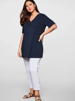 T-shirt long encolure en v affinante