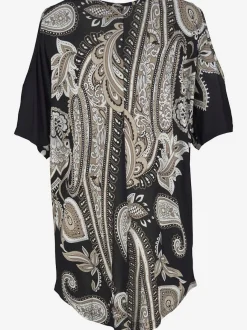 T-shirt long encolure ronde avec découpes aux épaules et imprimé floral