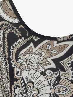 T-shirt long encolure ronde avec découpes aux épaules et imprimé floral