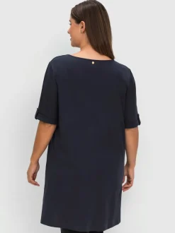 T-shirt long encolure ronde fendue