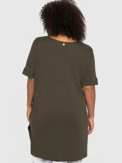 T-shirt long encolure ronde fendue