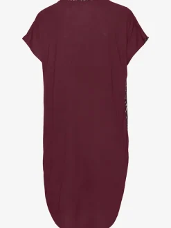 T-shirt long à encolure tunique avec bordure et motifs