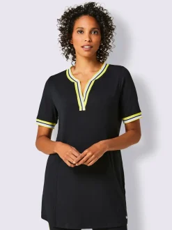 T-shirt long en modal avec rayures sur l'encolure