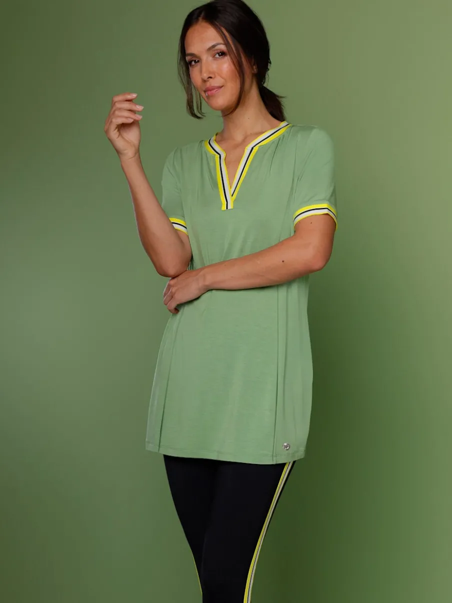 T-shirt long en modal avec rayures sur l'encolure