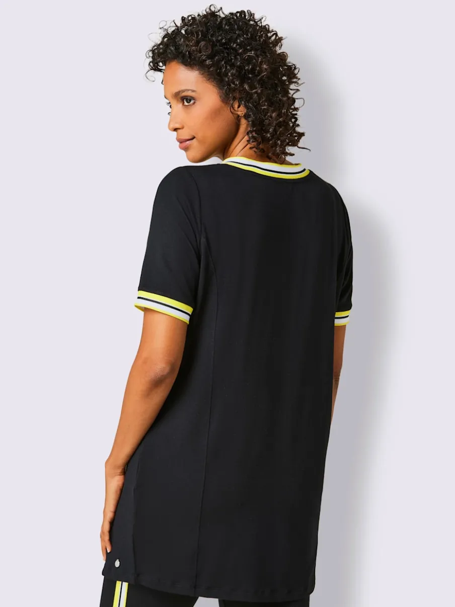 T-shirt long en modal avec rayures sur l'encolure