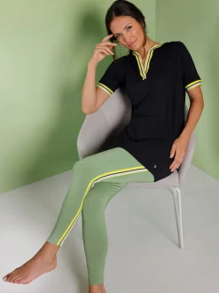 T-shirt long en modal avec rayures sur l'encolure