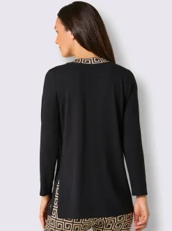 T-shirt long en modal jersey avec col V et manches longues