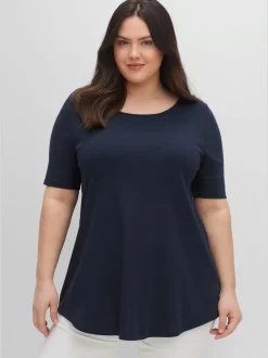 T-shirt long large encolure ronde
