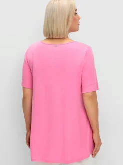 T-shirt long large encolure ronde