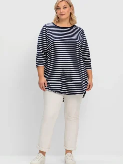 T-shirt long rayures en fils teintés