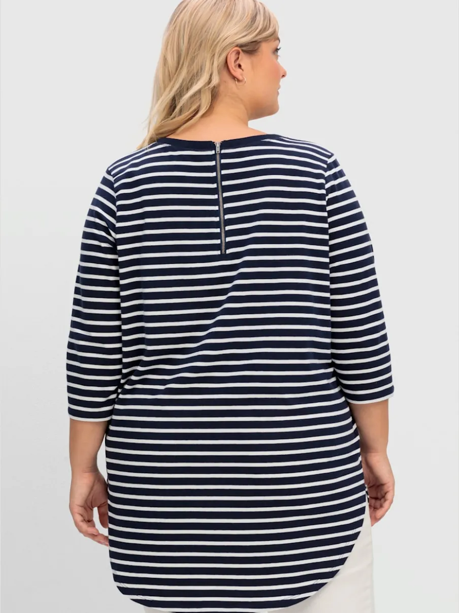 T-shirt long rayures en fils teintés