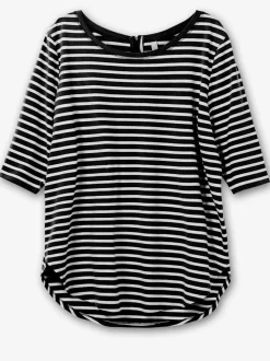 T-shirt long rayures en fils teintés