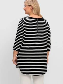 T-shirt long rayures en fils teintés