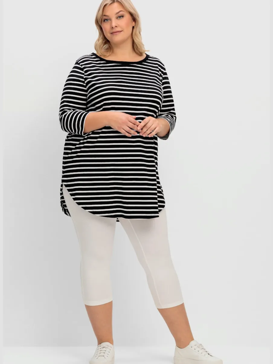 T-shirt long rayures en fils teintés
