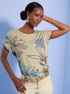 T-shirt à mancherons avec imprimé floral en viscose ECOVERO