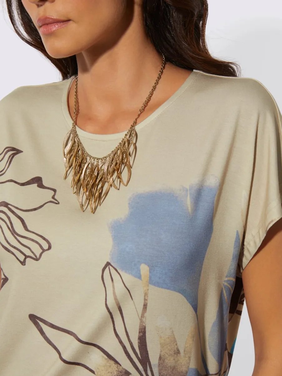 T-shirt à mancherons avec imprimé floral en viscose ECOVERO