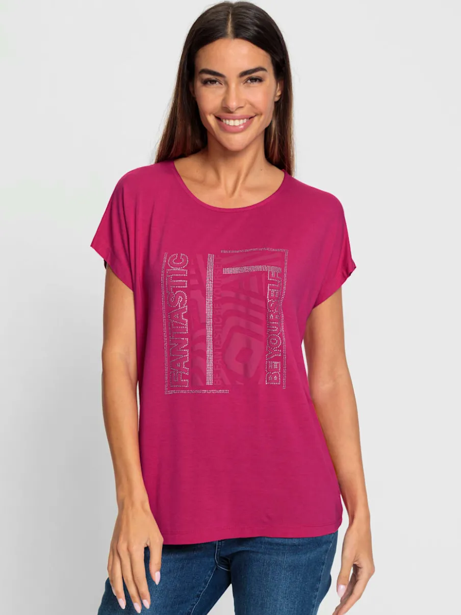T-shirt mancherons à encolure ronde avec imprimé graphique