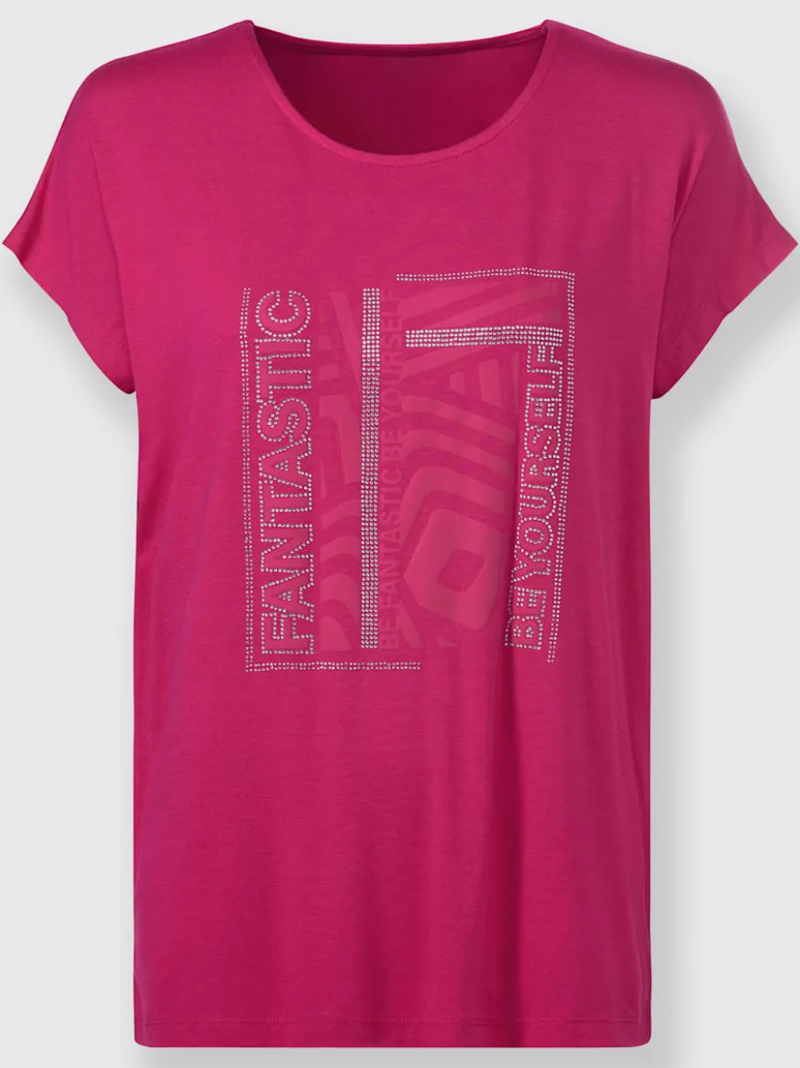 T-shirt mancherons à encolure ronde avec imprimé graphique