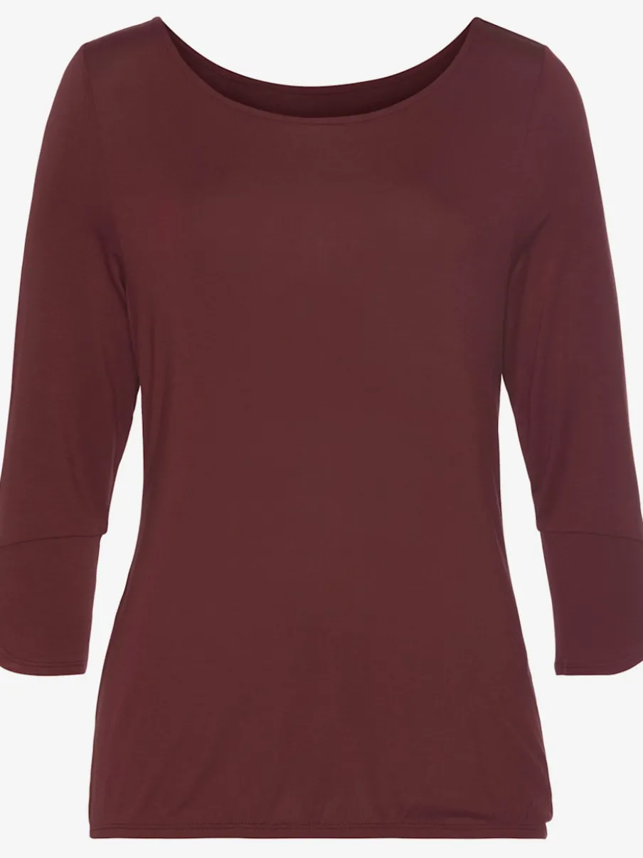 T-shirt à manches 3/4 avec boutons dorés et coupe décontractée
