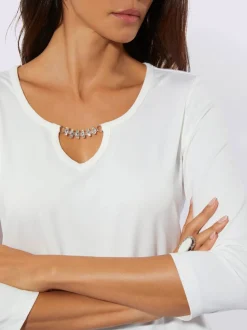 T-shirt à manches 3/4 avec chaîne décorative brillante