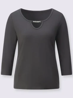 T-shirt à manches 3/4 avec chaîne décorative brillante