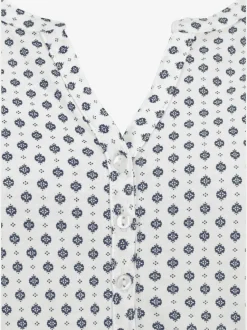 T-shirt à manches 3/4 avec col en V et boutons brillants