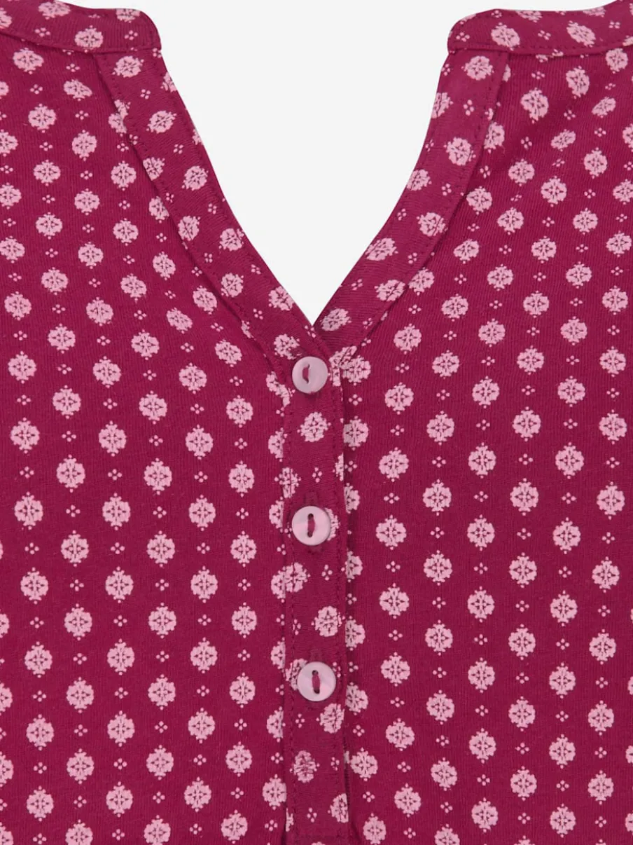T-shirt à manches 3/4 avec col en V et boutons brillants
