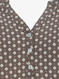 T-shirt à manches 3/4 avec col en V et boutons brillants