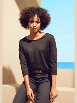 T-shirt à manches 3/4 avec coupe décontractée en tricot doux