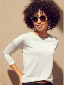 T-shirt à manches 3/4 avec coupe décontractée en tricot doux