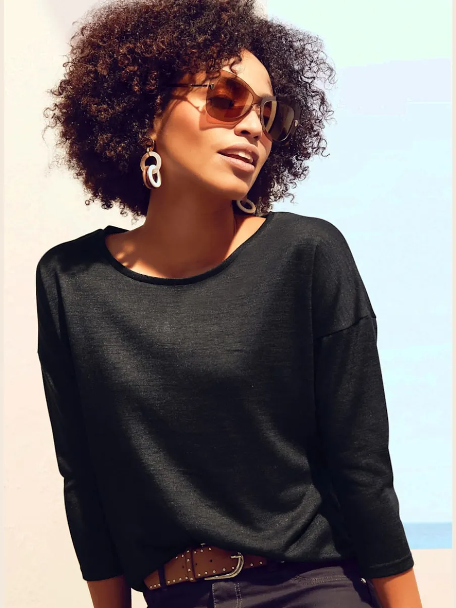 T-shirt à manches 3/4 avec coupe décontractée en tricot doux