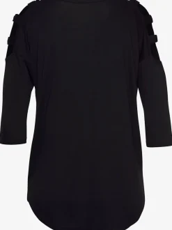 T-shirt à manches 3/4 avec découpes aux épaules et col V